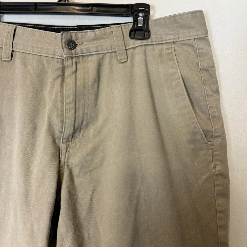 Volcom Pants Mens 36 Beige Chino Regular Fit Straight Leg Casual Cotton Blend
